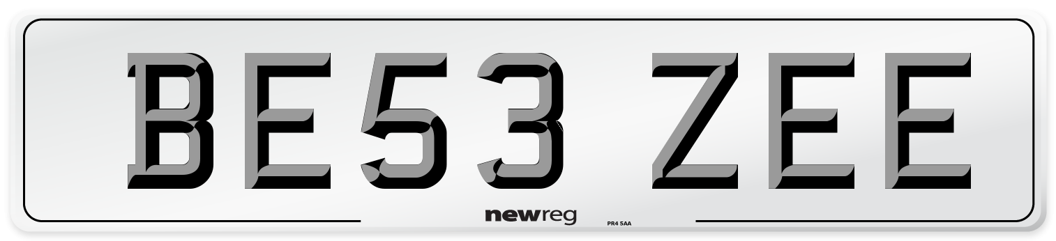 BE53 ZEE Number Plate from New Reg